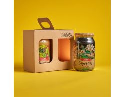  Uniwersalny zestaw prezentowy - miód rzepakowy i gryczany w kartonowym opakowaniu 2x1,2 kg