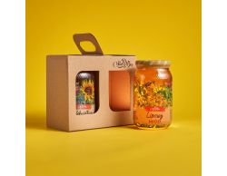  Uniwersalny zestaw prezentowy - miód lipowy i wielokwiatowy w kartonowym opakowaniu 2x1,2 kg