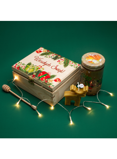 Zestaw świąteczny na Boże Narodzenie - świeczka oraz miód 0,95 kg