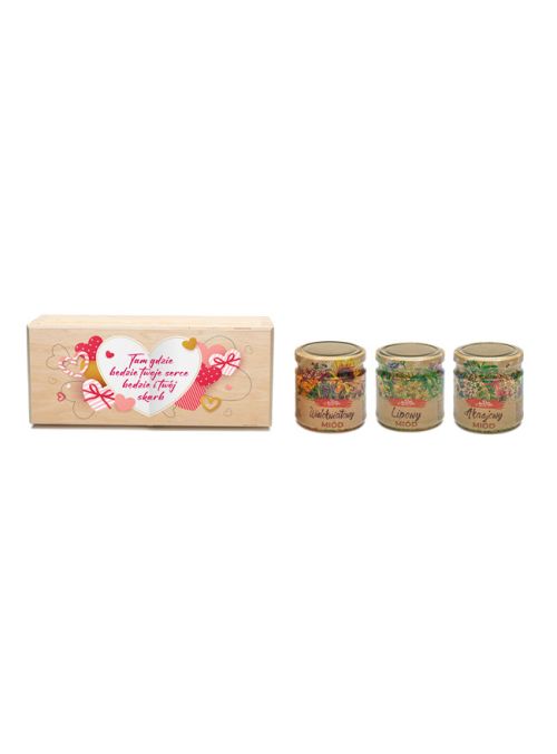 Słodki prezent na Walentynki - miód w romantycznym opakowaniu (7) 3x0,25 kg