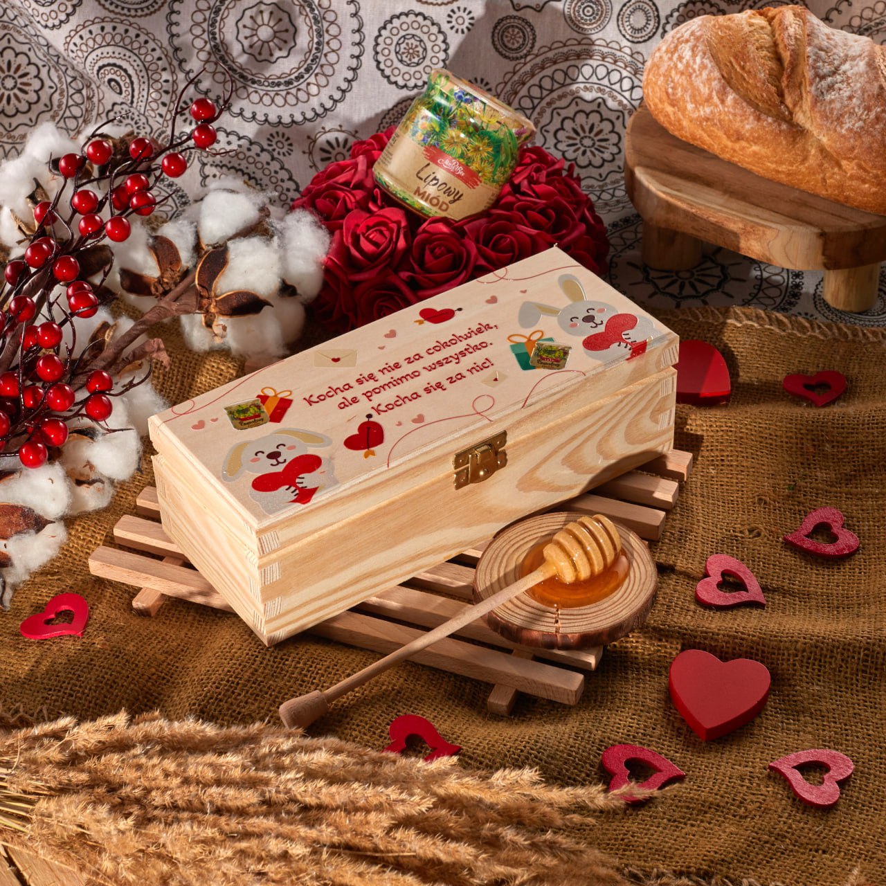 Słodki prezent na Walentynki - miód w romantycznym opakowaniu (2) 3x0,25 kg
