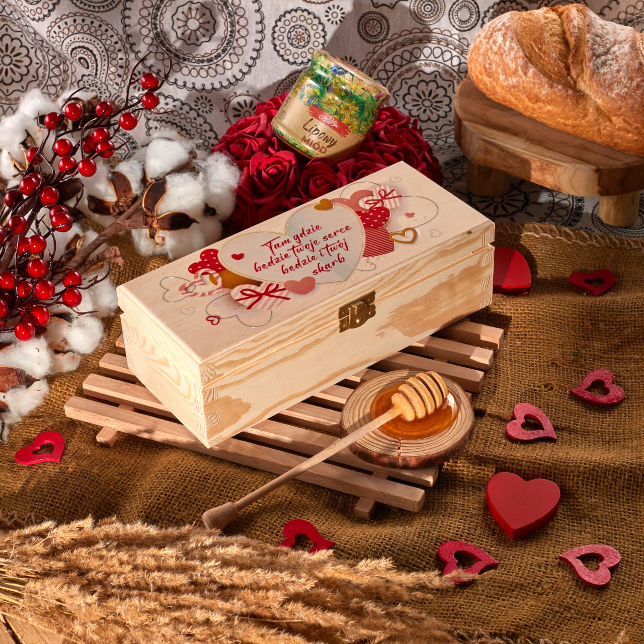 Słodki prezent na Walentynki - miód w romantycznym opakowaniu (7) 3x0,25 kg