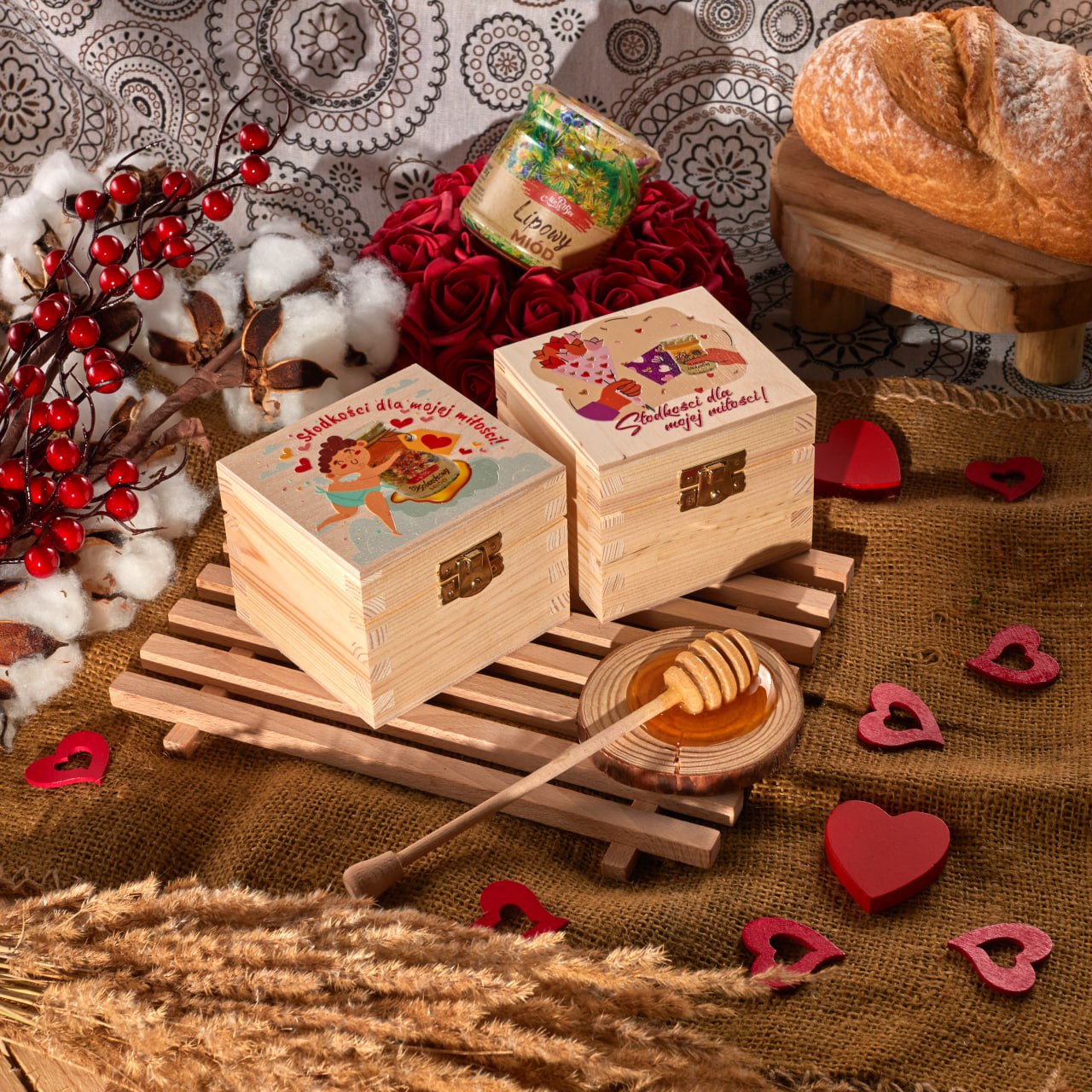 Słodki prezent na Walentynki - miód w romantycznym opakowaniu (2) 1x0,25 kg